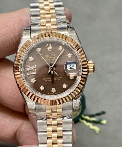 Rolex-Datejust 279171 Ladies 28mm Jubilee Stainless Steel/Rose Gold Chocolate Brown Dial Star Diamonds Markers GSF A2236 Automatic