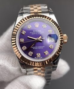 Rolex-Datejust 279171 Ladies 28mm Jubilee Stainless Steel/Rose Gold Aubergine Dial Diamonds Markers GSF A2236 Automatic