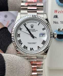 Rolex-DayDate 128239 36mm President Stainless Steel/Steel White Dial Roman Markers KF A2836 Automatic(Gain Weight)