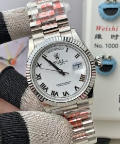 Alternative view of Rolex-DayDate 128239 36mm President Stainless Steel/Steel White Dial Roman Markers KF A2836 Automatic(Gain Weight)