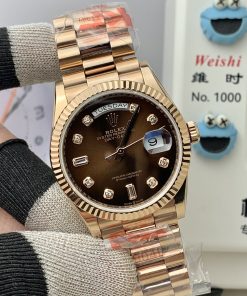 Alternative view of Rolex-DayDate 128235 36mm President Rose Gold/Rose Gold Chocolate Dial Diamonds Markers KF A2836 Automatic(Gain Weight)