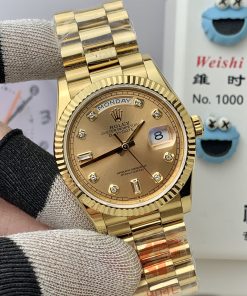 Alternative view of Rolex-DayDate 128238 36mm President Yellow Gold/Yellow Gold Champagne Gold Dial Diamonds Markers KF A2836 Automatic(Gain Weight)