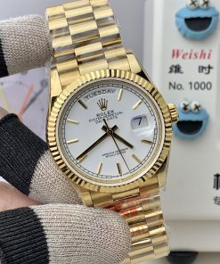 Alternative view of Rolex-DayDate 128238 36mm President Yellow Gold/Yellow Gold White Dial Stick Markers KF A2836 Automatic(Gain Weight)