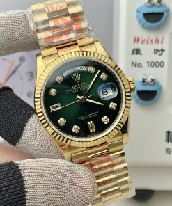 Alternative view of Rolex-DayDate 128238 36mm President Yellow Gold/Yellow Gold Green Ombre Dial Diamonds Markers KF A2836 Automatic(Gain Weight)