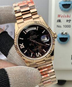 Alternative view of Rolex-DayDate 128235 36mm President Rose Gold/Rose Gold Eisenkiesel Dial Diamond Roman Markers KF A2836 Automatic(Gain Weight)