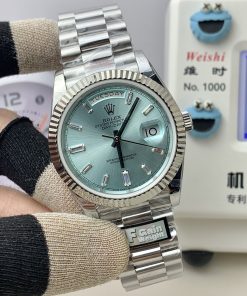 Alternative view of Rolex-DayDate 128239 36mm President Stainless Steel/Steel Ice Blue Dial Baguette Markers QF A2836 Automatic(Gain Weight)