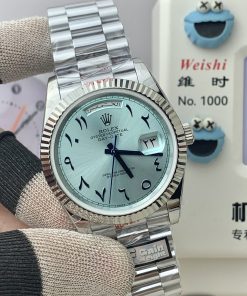 Alternative view of Rolex-DayDate 128239 36mm President Stainless Steel/Steel Ice Blue Dial Arabic Numeral Markers QF A2836 Automatic(Gain Weight)