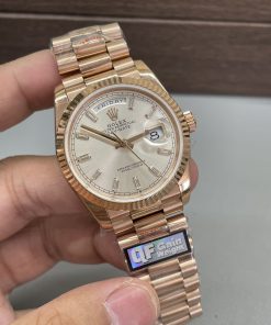 Alternative view of Rolex-DayDate 128235 36mm President Rose Gold/Rose Gold Champagne Gold Dial Baguette Markers QF A2836 Automatic(Gain Weight)
