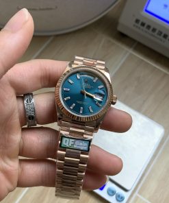 Alternative view of Rolex-DayDate 128235 36mm President Rose Gold/Rose Gold Blue Dial Baguette Markers QF A2836 Automatic(Gain Weight)