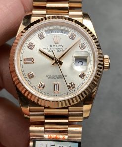 Rolex-DayDate 128235 36mm President Rose Gold/Rose Gold Champagne Gold Dial Diamonds Markers QF A2836 Automatic(Gain Weight)