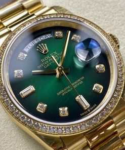 Alternative view of Rolex-DayDate 128348 36mm President Diamonds Yellow Gold/Yellow Gold Green Ombre Dial Diamonds Markers 8+F VR3255 Automatic