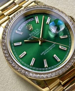 Alternative view of Rolex-DayDate 128348 36mm President Diamonds Yellow Gold/Yellow Gold Green Dial Baguette Markers 8+F VR3255 Automatic