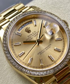 Alternative view of Rolex-DayDate 128348 36mm President Diamonds Yellow Gold/Yellow Gold Champagne Gold Dial Baguette Markers 8+F VR3255 Automatic