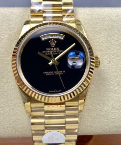 Rolex-DayDate 128238 36mm President Yellow Gold/Yellow Gold Black Onyx Dial No Markers 8+F VR3255 Automatic