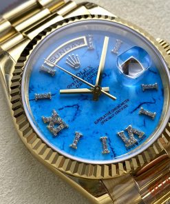 Alternative view of Rolex-DayDate 128238 36mm President Yellow Gold/Yellow Gold Turquoise Dial Diamonds Roman Markers 8+F VR3255 Automatic