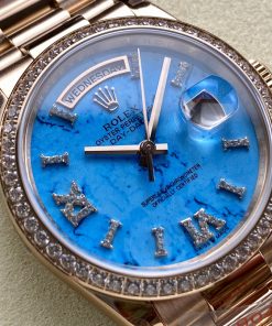 Alternative view of Rolex-DayDate 128348 36mm President Diamonds Rose Gold/Rose Gold Vibrant Turquoise Dial Diamonds Roman Markers 8+F VR3255 Automatic
