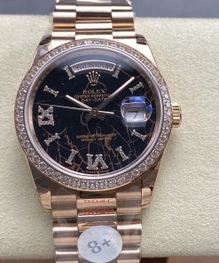 Rolex-DayDate 128345 36mm President Diamonds Rose Gold/Rose Gold Eisenkiesel Dial Diamonds Roman Markers 8+F VR3255 Automatic