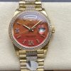 Rolex-DayDate 128348 36mm President Diamonds Yellow Gold/Yellow Gold Carnelian Orange Dial Roman Markers 8+F VR3255 Automatic
