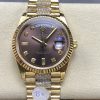 Rolex-DayDate 128238 36mm President Yellow Gold/Yellow Gold Dark Grey Dial Diamonds Markers 8+F VR3255 Automatic