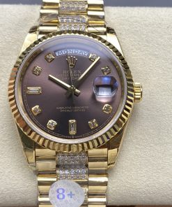 Rolex-DayDate 128238 36mm President Yellow Gold/Yellow Gold Dark Grey Dial Diamonds Markers 8+F VR3255 Automatic
