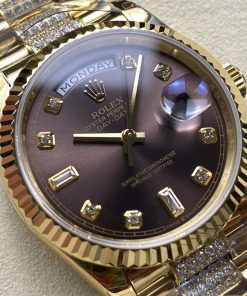 Alternative view of Rolex-DayDate 128238 36mm President Yellow Gold/Yellow Gold Dark Grey Dial Diamonds Markers 8+F VR3255 Automatic