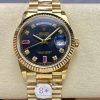 Rolex-DayDate 128238 36mm President Yellow Gold/Yellow Gold Black Dial Diamonds Markers 8+F VR3255 Automatic