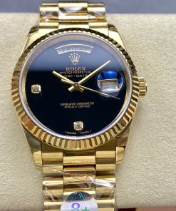 Rolex-DayDate 128238 36mm President Yellow Gold/Yellow Gold Black Onyx Dial Diamonds Markers 8+F VR3255 Automatic
