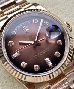 Alternative view of Rolex-DayDate 128235 36mm President Rose Gold/Rose Gold Gradient Brown Dial Diamonds Markers 8+F VR3255 Automatic