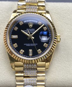 Rolex-DayDate 128238 36mm President Yellow Gold/Yellow Gold Black Dial Diamonds Markers 8+F VR3255 Automatic