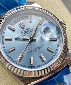 Alternative view of Rolex-DayDate 128238 36mm President Stainless Steel/Leather Ice Blue Dial Stick Markers 8+F VR3255 Automatic
