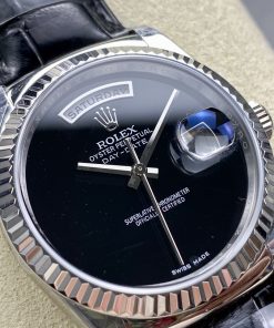 Alternative view of Rolex-DayDate 128238 36mm President Stainless Steel/Leather Black Onyx Dial No Markers 8+F VR3255 Automatic