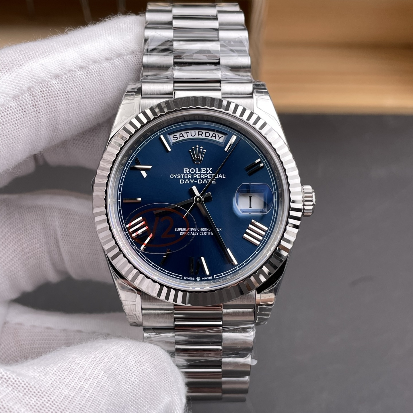 Rolex-DayDate 228239 40mm President Stainless Steel/Steel Blue Dial Roman Markers VSF DD3255 V2 Automatic(Gain Weight)