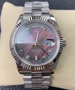 Rolex-DayDate 228236 40mm President Stainless Steel/Steel Mothe-Of-Pearl Dial Diamonds Markers BPF VR3255 Automatic