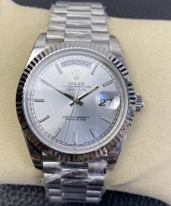 Rolex-DayDate 228236 40mm President Stainless Steel/Steel Silver Dial Stick Markers BPF VR3255 Automatic