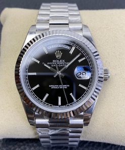 Rolex-DayDate 228236 40mm President Stainless Steel/Steel Black Dial Stick Markers BPF VR3255 Automatic