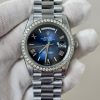 Rolex-DayDate 228236 40mm President Diamonds Real 18K White Gold(Platinum) Wrapping Gradient Blue Dial Roman Markers VR3255 Automatic(Super Customization)