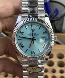 Rolex-DayDate 228236 40mm President Stainless Steel/Steel Ice Blue Dial Roman Diamonds Markers ARF VR3255 Automatic(Gain Weight)
