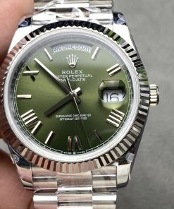 Rolex-DayDate 228236 40mm President Stainless Steel/Steel Olive Green Dial Roman Diamonds Markers GMF VR3255 Automatic(Gain Weight)