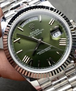 Alternative view of Rolex-DayDate 228236 40mm President Stainless Steel/Steel Olive Green Dial Roman Diamonds Markers GMF VR3255 Automatic(Gain Weight)