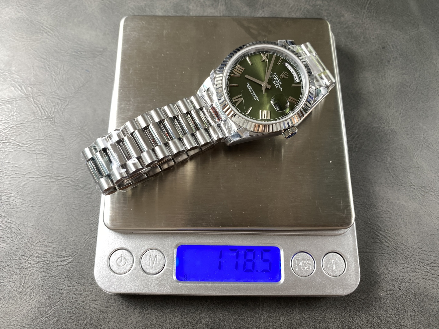 Rolex-DayDate 228236 40mm President Stainless Steel/Steel Olive Green Dial Roman Diamonds Markers GMF VR3255 Automatic(Gain Weight) - Image 9