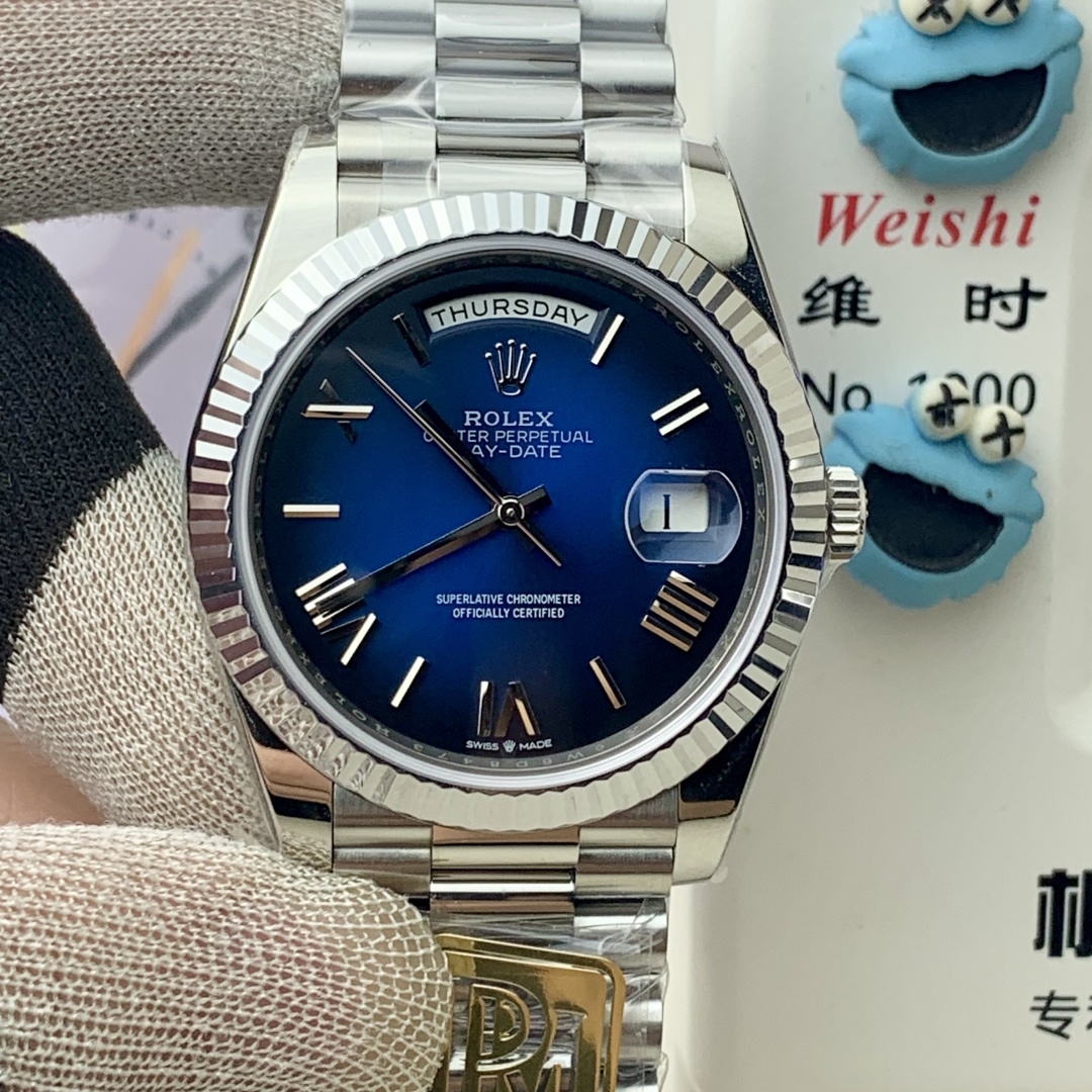 Rolex-DayDate 228236 40mm President Stainless Steel/Steel Ombre Blue Dial Roman Markers PPMF VR3255 Automatic(Gain Weight) Ultimate