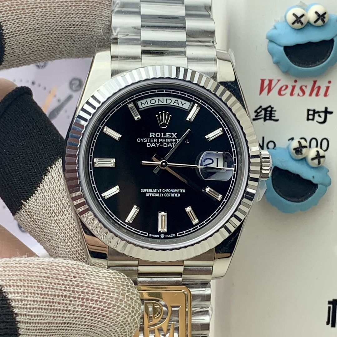 Rolex-DayDate 228236 40mm President Stainless Steel/Steel Black Dial Roman Markers PPMF VR3255 Automatic(Gain Weight) Ultimate