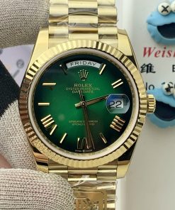 Rolex-DayDate 228238 40mm President Yellow Gold Gradient Green Dial Roman Markers PPMF VR3255 Automatic(Gain Weight) Ultimate