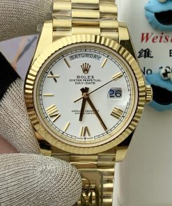 Rolex-DayDate 228238 40mm President Yellow Gold White Dial Roman Markers PPMF VR3255 Automatic(Gain Weight) Ultimate