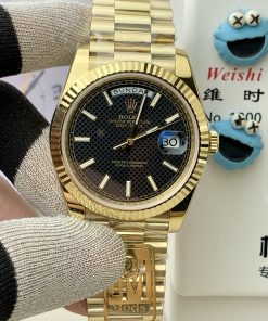 Alternative view of Rolex-DayDate 228238 40mm President Yellow Gold Black Latticed Dial Stick Markers PPMF VR3255 Automatic(Gain Weight) Ultimate