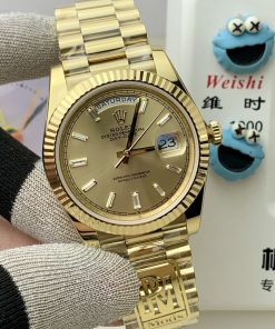 Alternative view of Rolex-DayDate 228238 40mm President Yellow Gold Champagne Gold Dial Baguette Diamonds Markers PPMF VR3255 Automatic(Gain Weight) Ultimate