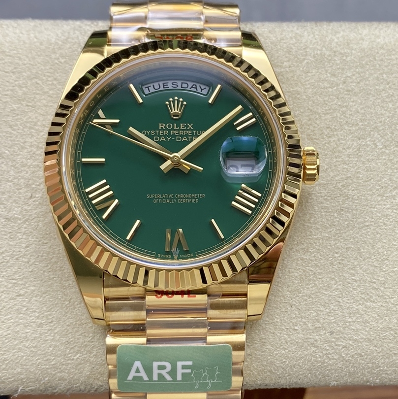 Rolex-DayDate 228238 40mm President Yellow Gold Mint Green Dial Roman Markers ARF VR3255 Automatic(Gain Weight)