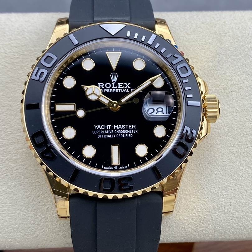 Rolex-Yacht-Master 226658 42mm Yellow Gold/Rubber Black Dial Dot Markers VSF DD3235 Automatic(Gain Weight)