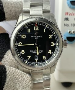 Breitling-Aviator 8 41mm Stainless Steel/Steel Black Dial Numeral Markers Dial TF A2824 Automatic