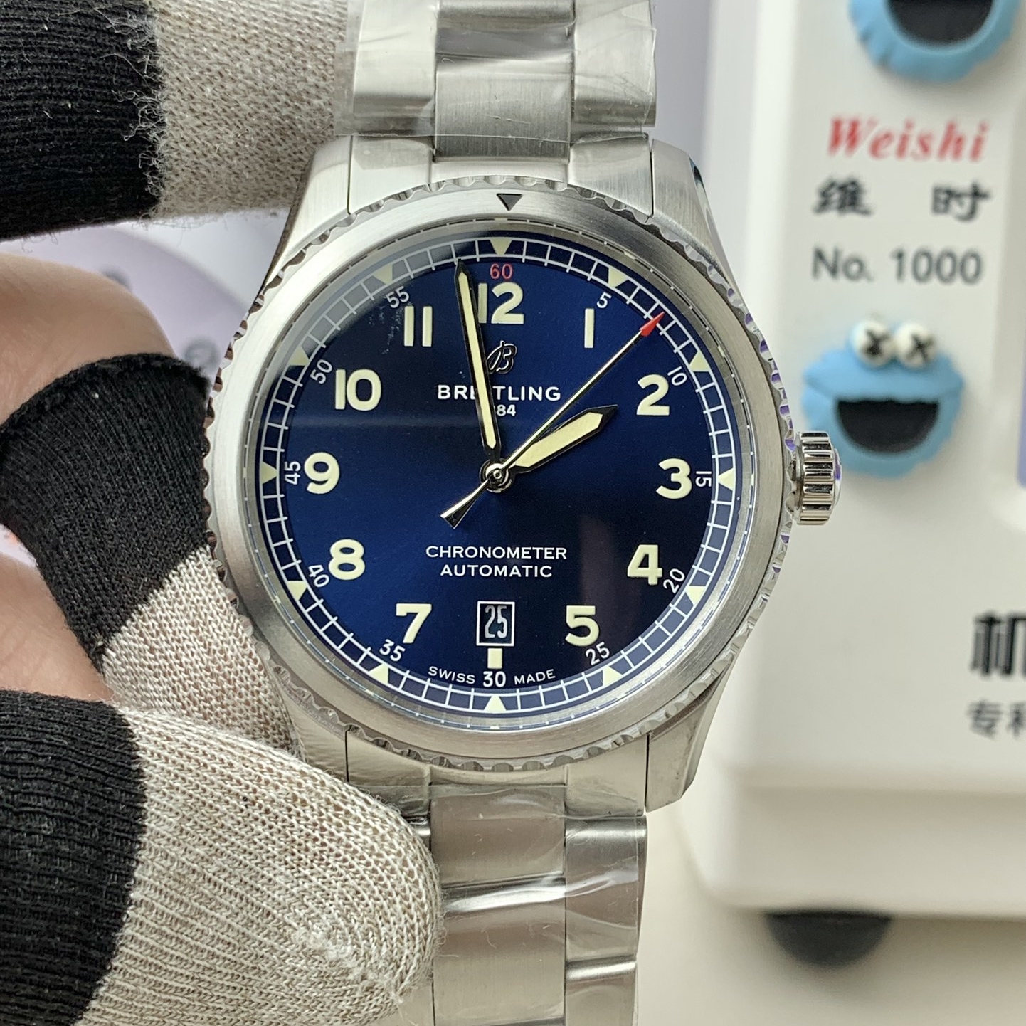 Breitling-Aviator 8 41mm Stainless Steel/Steel Blue Dial Numeral Markers Dial TF A2824 Automatic